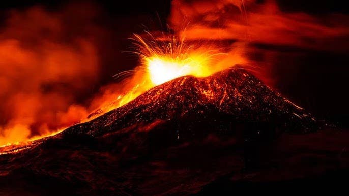 Image of active volcano shows magma pressure inside volcanoes can destabilize slopes and trigger collapse.