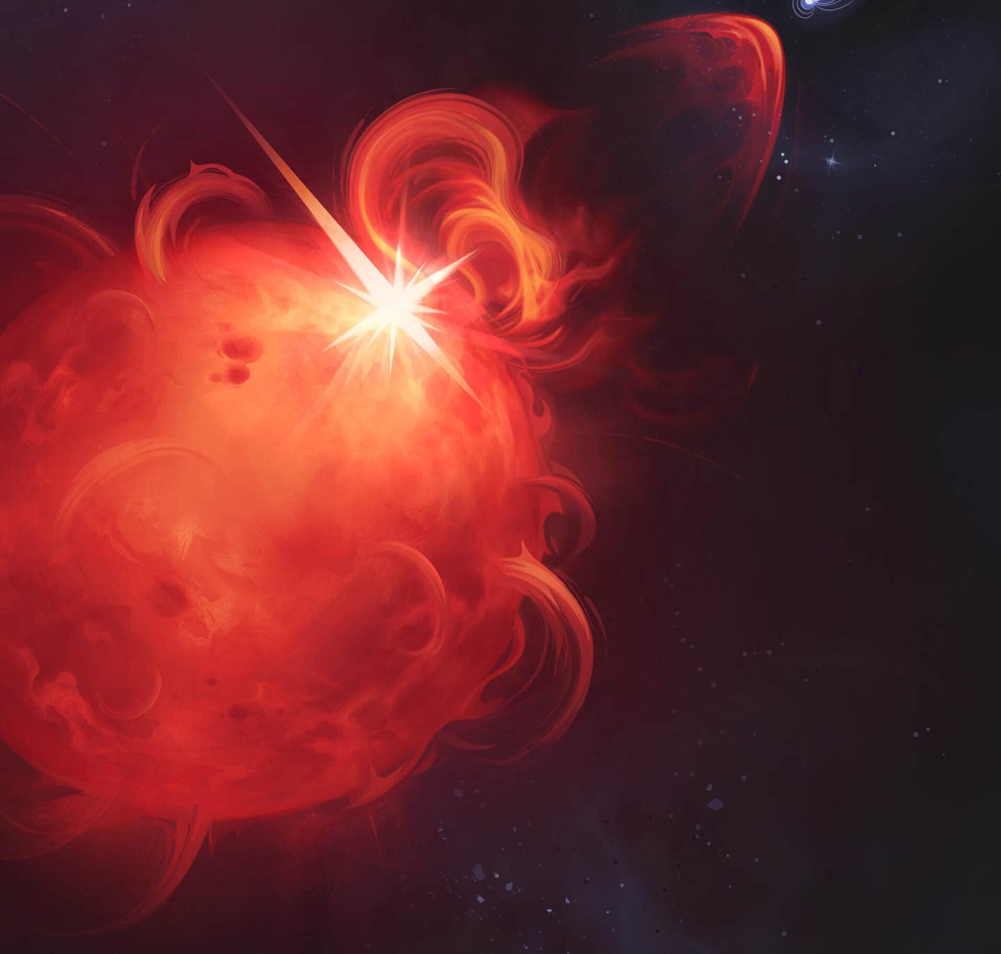 This artist’s impression shows a coronal mass ejection (CME) around another star.