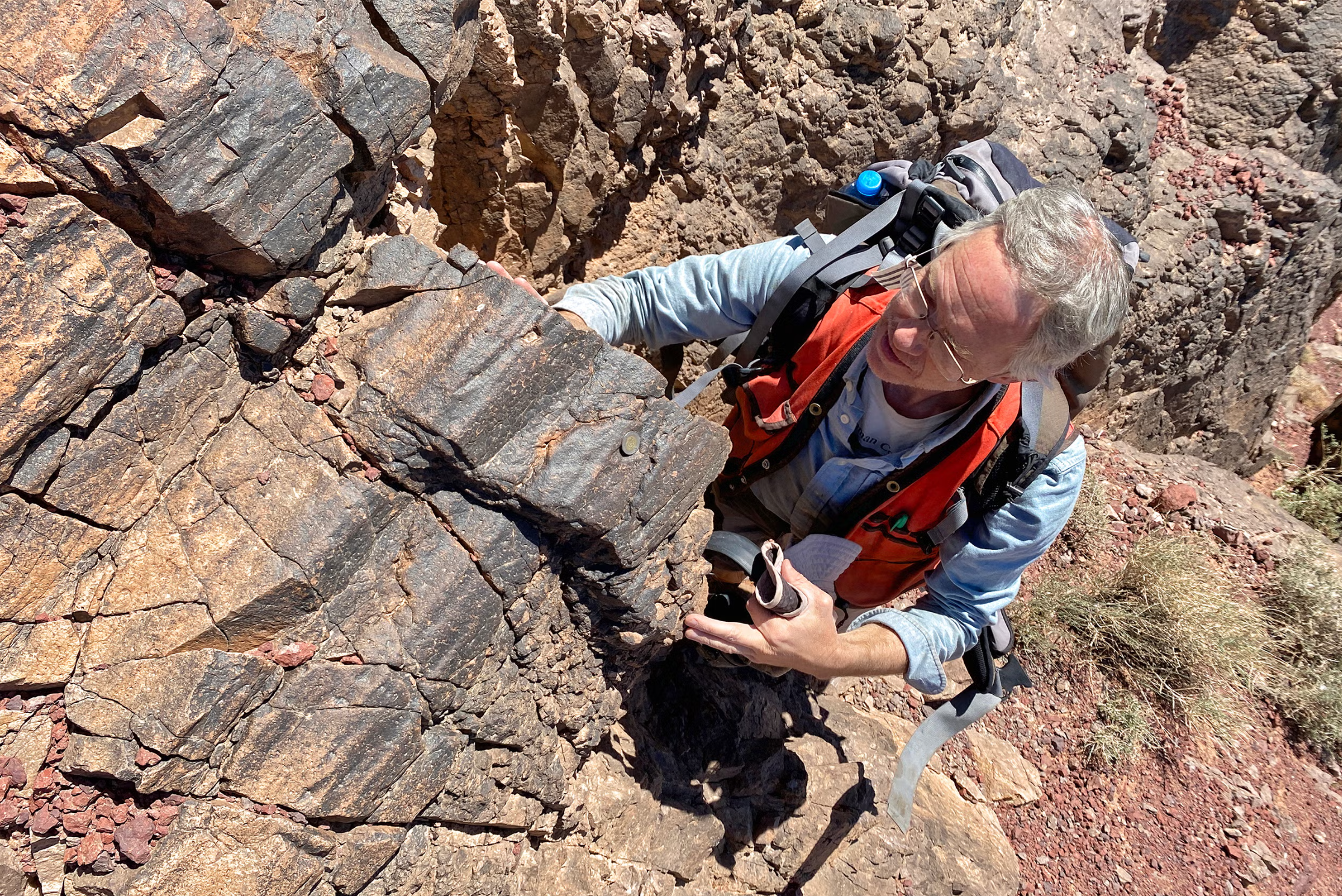 David Evans, a professor of Earth and planetary sciences in Yale’s Faculty of Arts and Sciences conducting field work in Morocco.