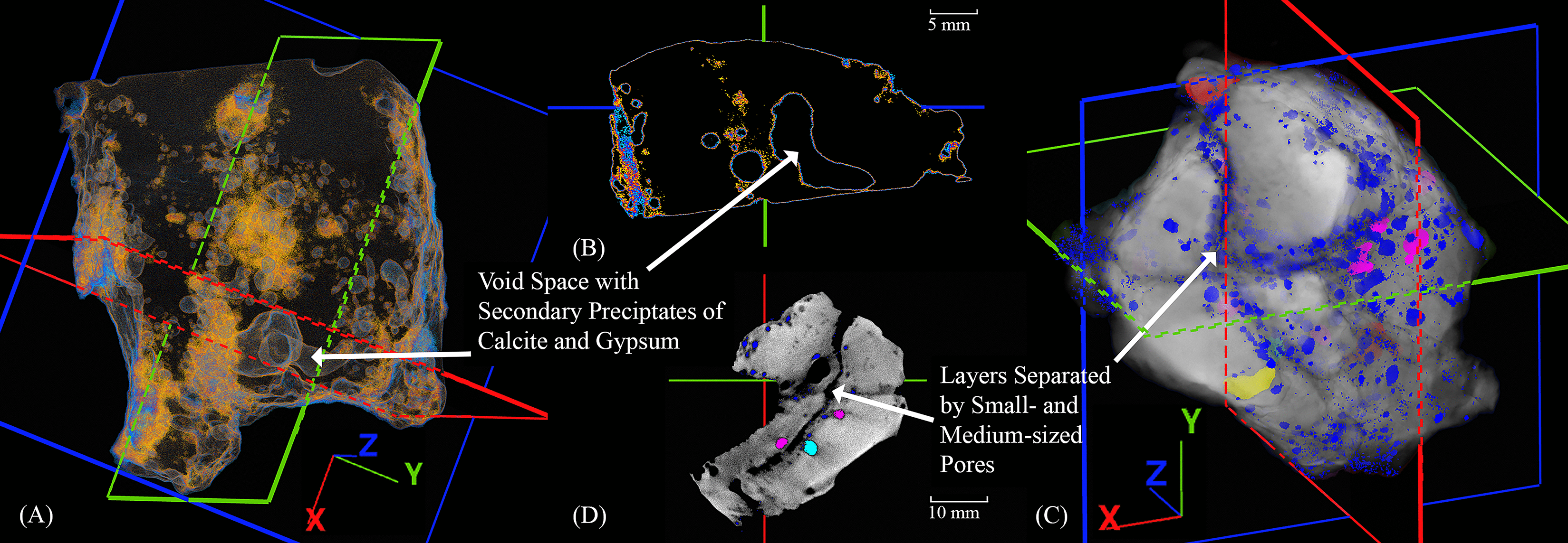 Three-dimensional and 2D XCT images of slag H76-S39.