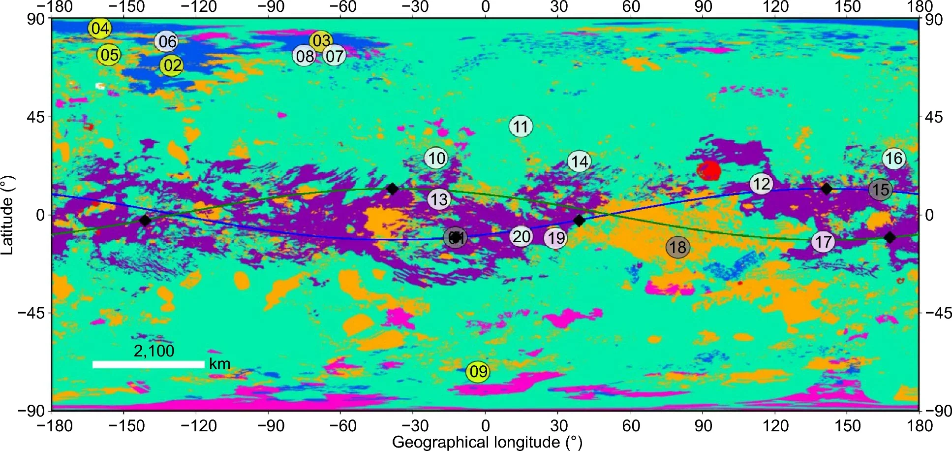 Orbital evolution of satellites, in the inertial system, to Constellation Titan II