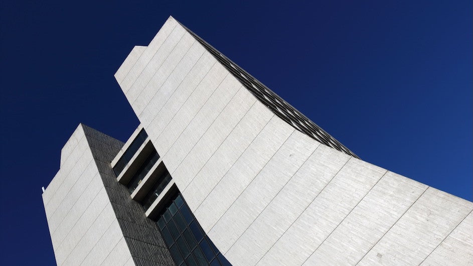 Wilson Hall at the Fermilab particle accelerator facility in Batavia, Illinois.