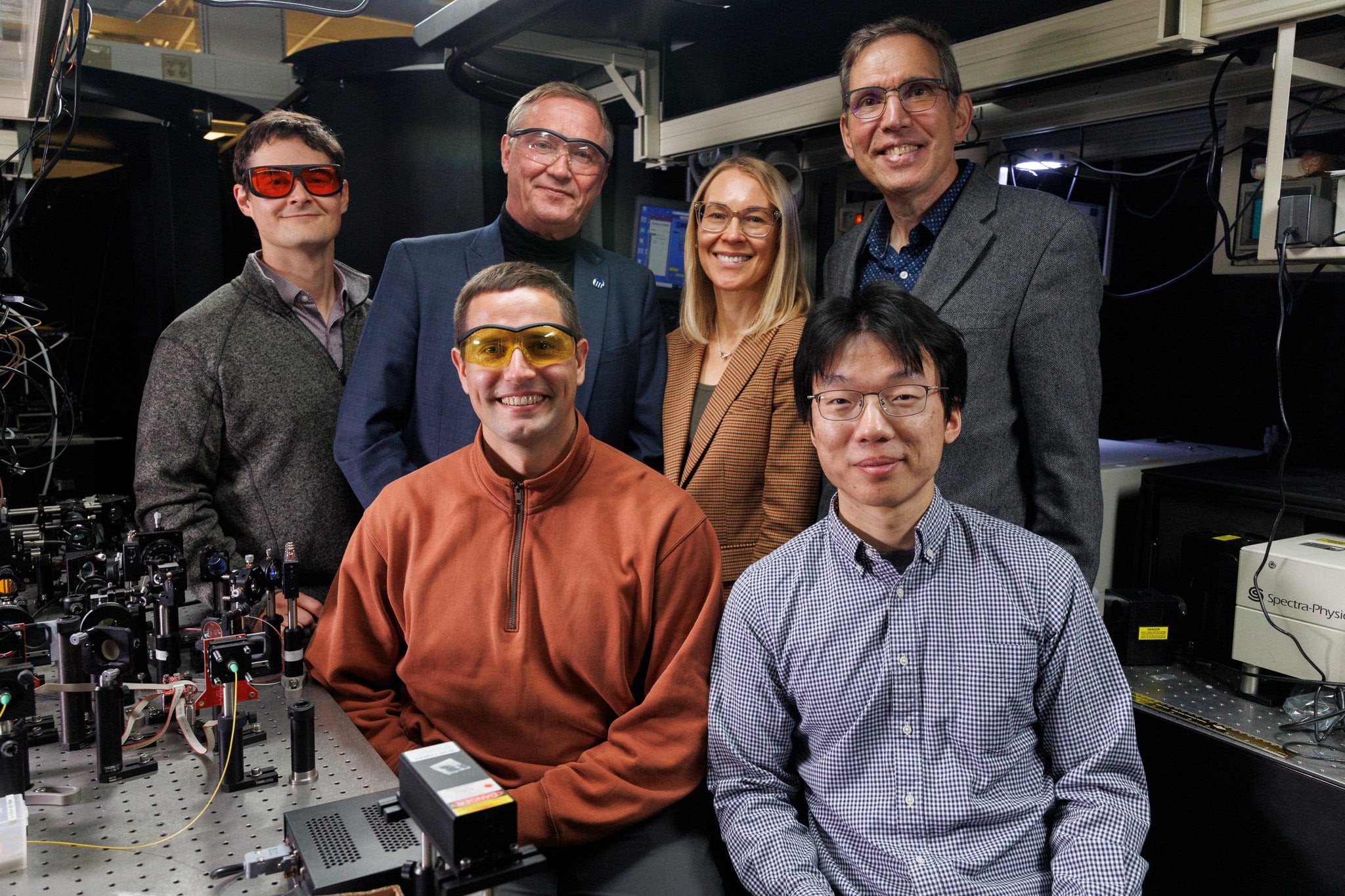 Top row, from left to right: Colton Fruhling, a post-doctoral researcher; Shalaev; Boltasseva; and Alexander Kildishev, professor. Bottom row, from left to right: Sychev and Chen.