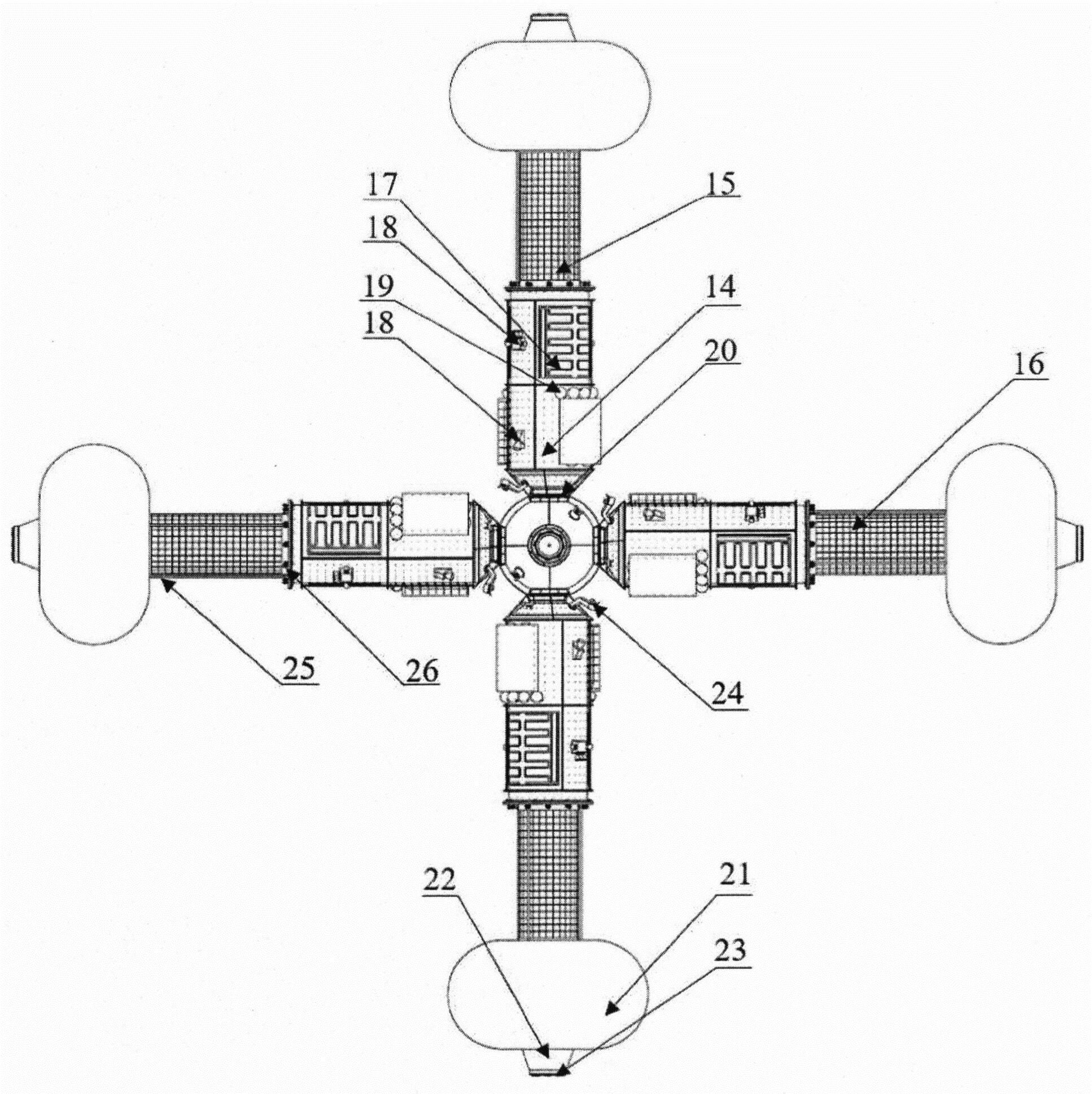 Front view of the deployed space system with IST.