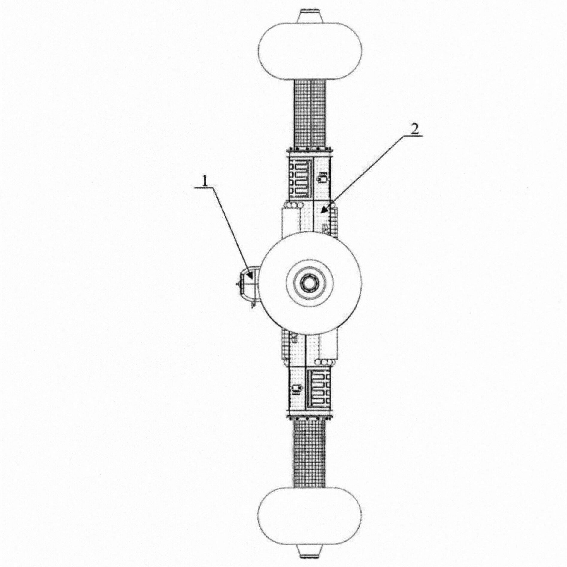 Side view of the deployed space system with IST.