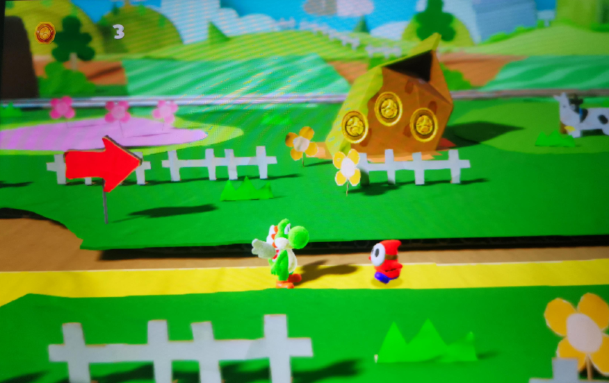 The bright and cheerful environment of Yoshi’s Crafted World (reproduced with permission from Nintendo).