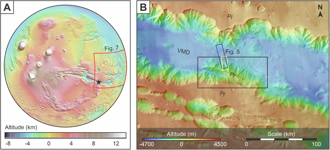 Map of Southeast Coprates Chasma’s promontory.