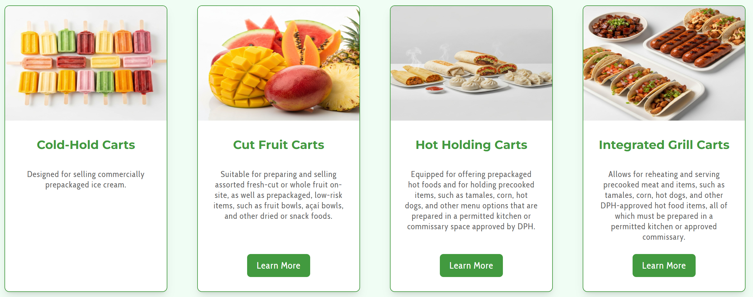 Approved cart types for the program. 