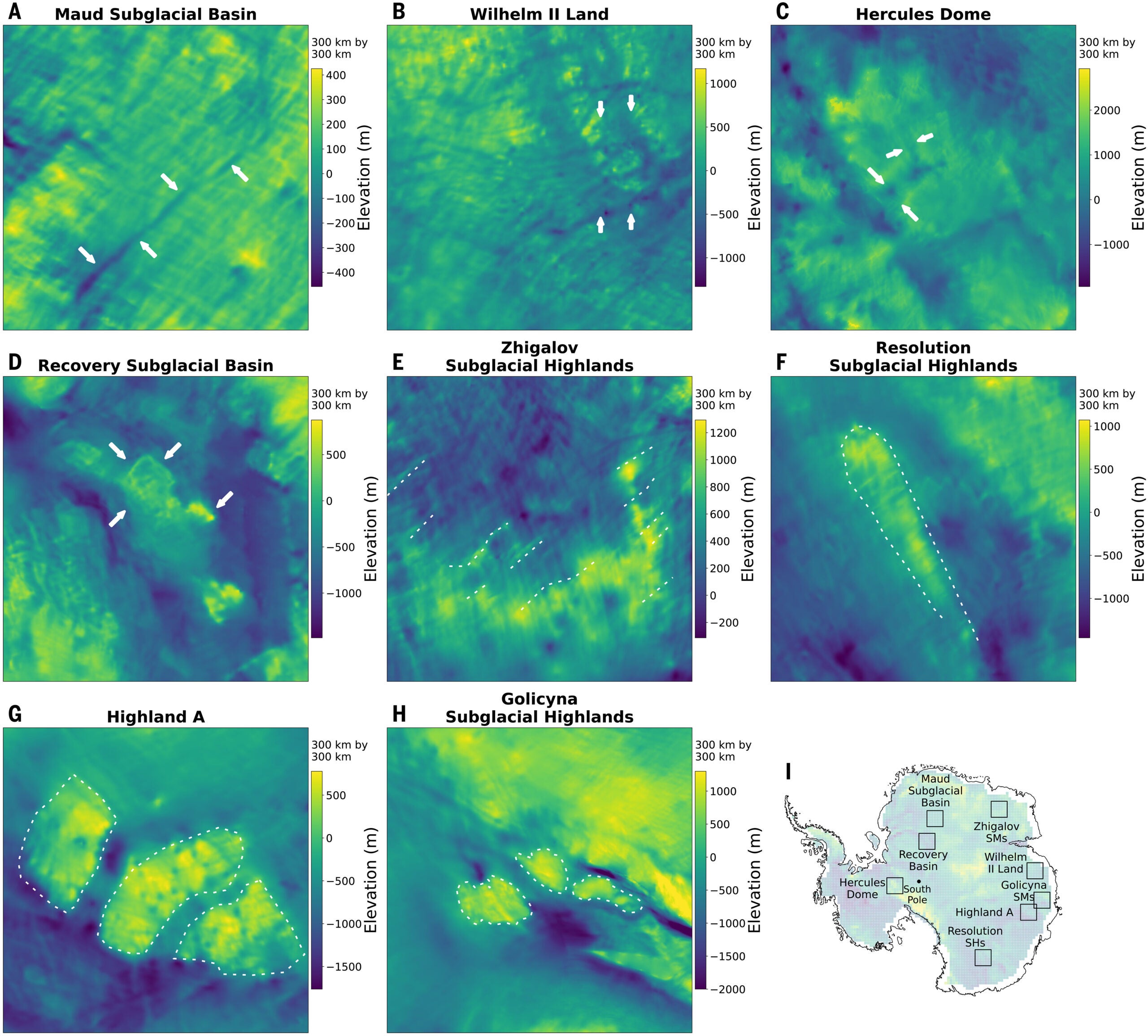 Selected examples of new IFPA subglacial topography.