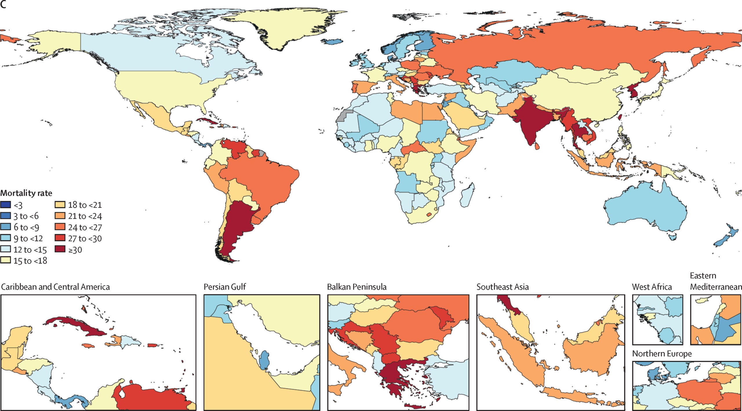 Death rates per 100,000 attributable to AMR, all ages, 2050