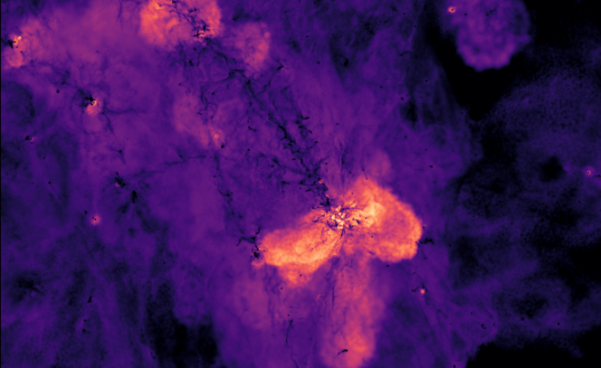 Computer-generated image showing the emergence of cosmic structure in the very early Universe