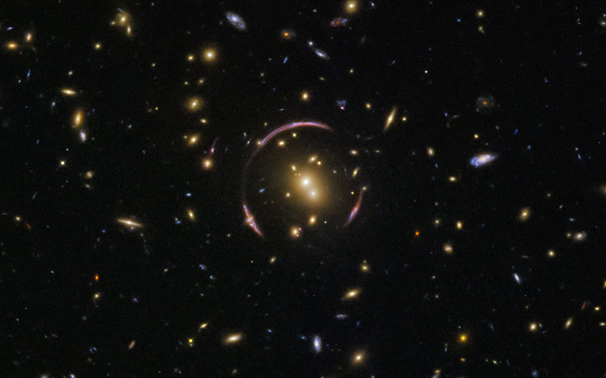 Weak lensing measures tiny distortions in the light from distant galaxies.