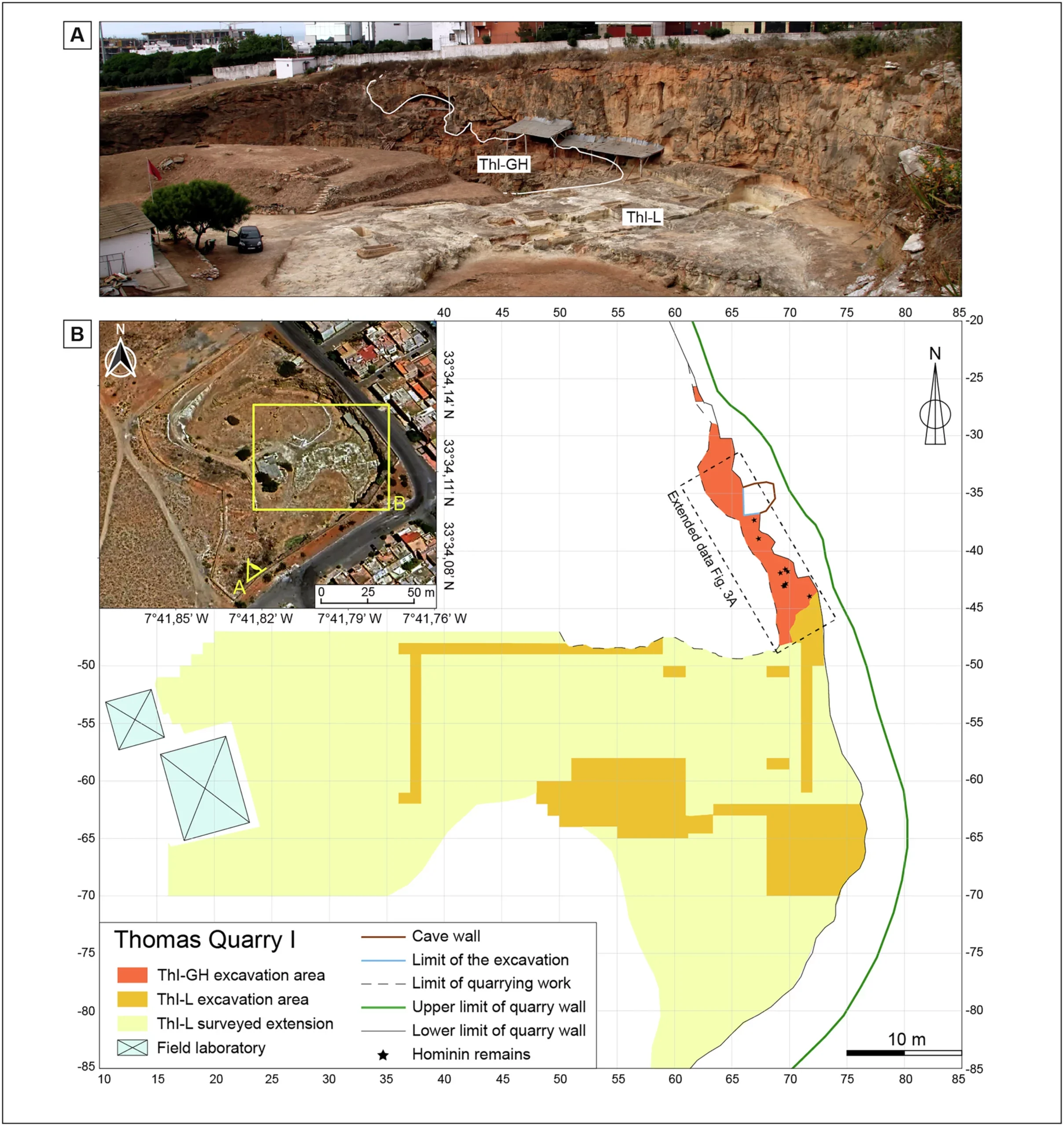 Location of the Hominin Cave in the Thomas Quarry I site.