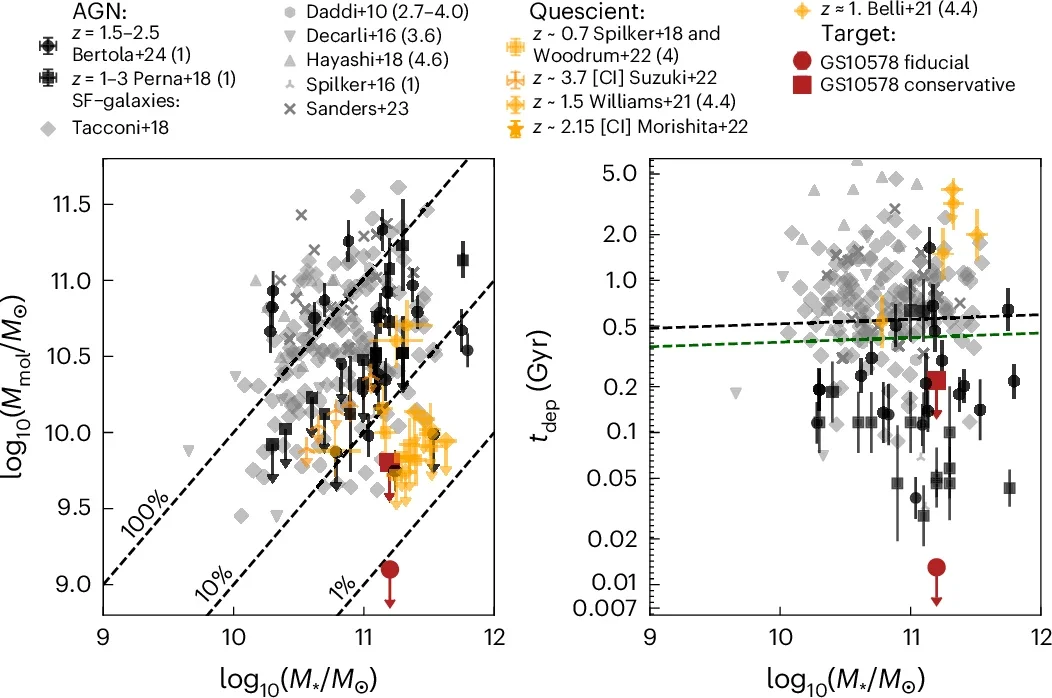 Molecular-gas measurement of the target.