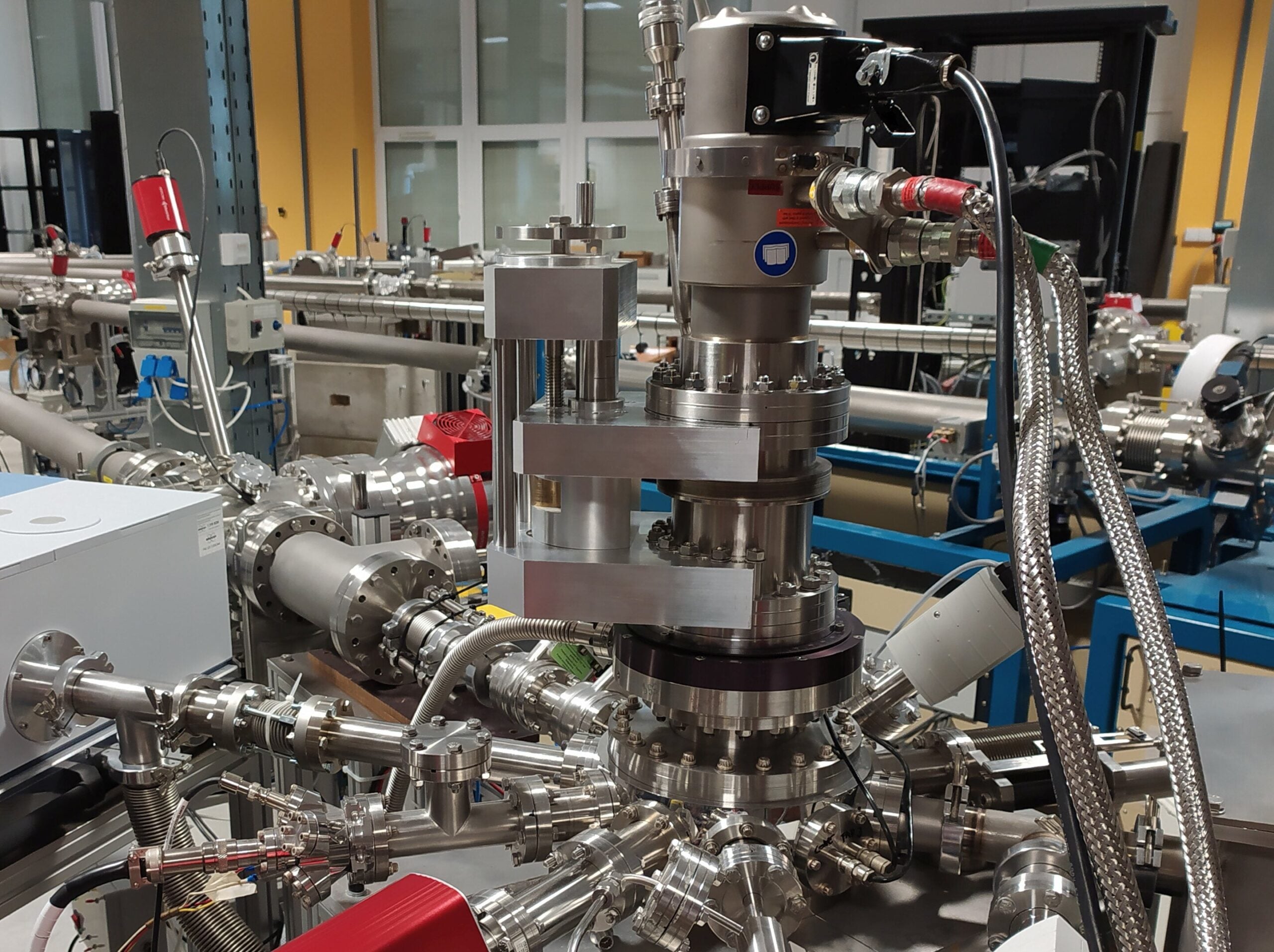 The Ice Chamber for Astrophysics–Astrochemistry (ICA) ultra-high vacuum chamber at Atomki, Hungary. This was a chamber used to process glycine with high-energy protons.