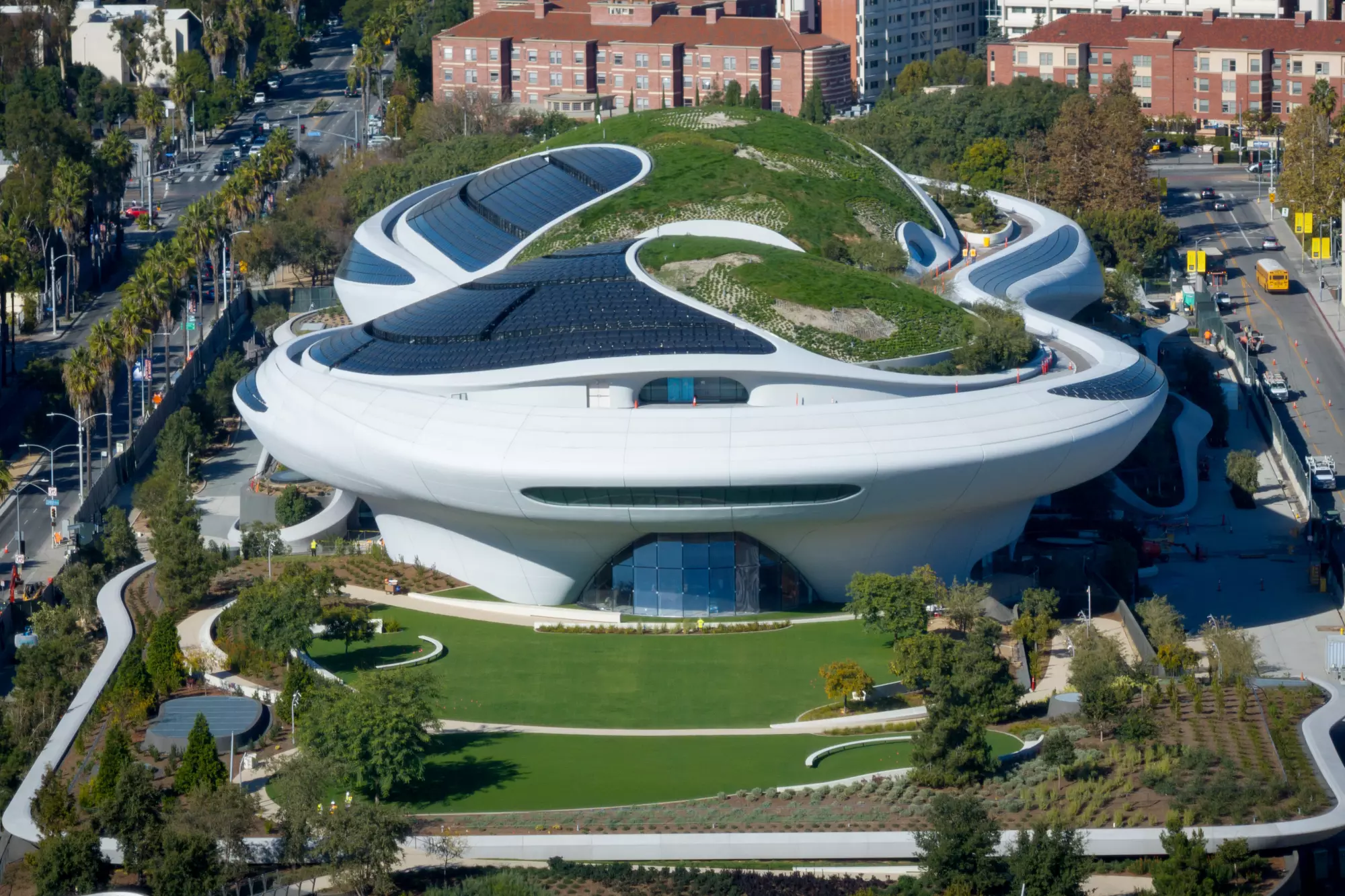 Exterior photo of the Lucas Museum of Narrative Art.