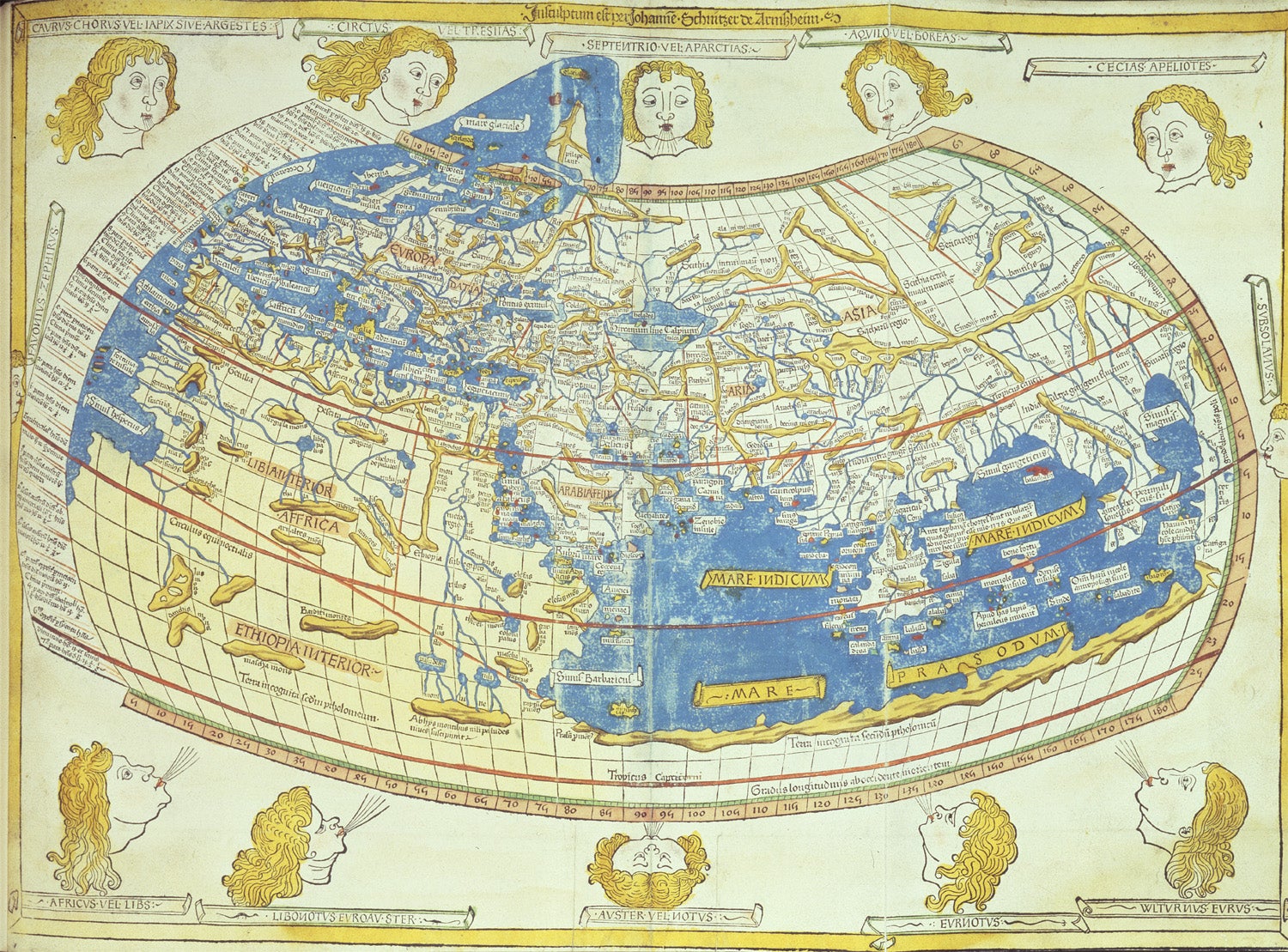 Ptolemy's second monograph contained the formula for latitude and longitude as a system of coordinates on the globe.