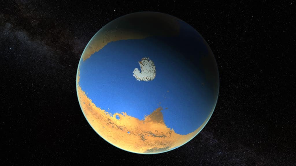 Orbiter images reveal delta-like deposits in Valles Marineris, pointing to a vast ancient Martian ocean about 3 billion years ago.