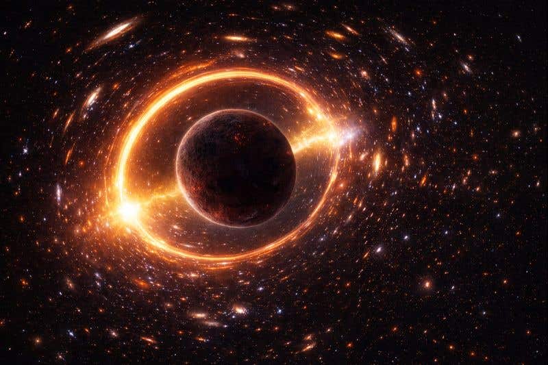 A rare cosmic alignment reveals a rogue planet drifting alone through the Milky Way