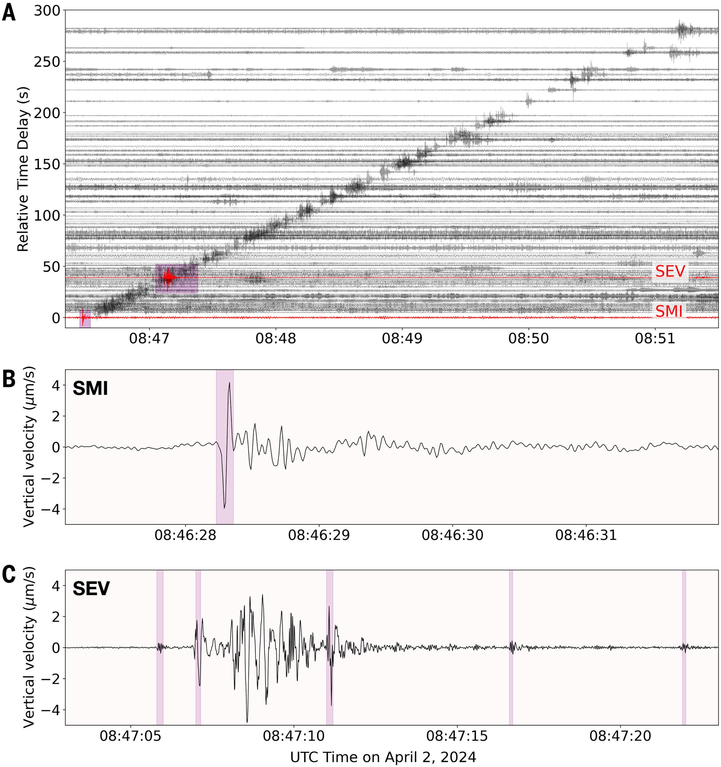 Seismic data recorded across southern California and Nevada during the 2024 Shenzhou-15 reentry.
