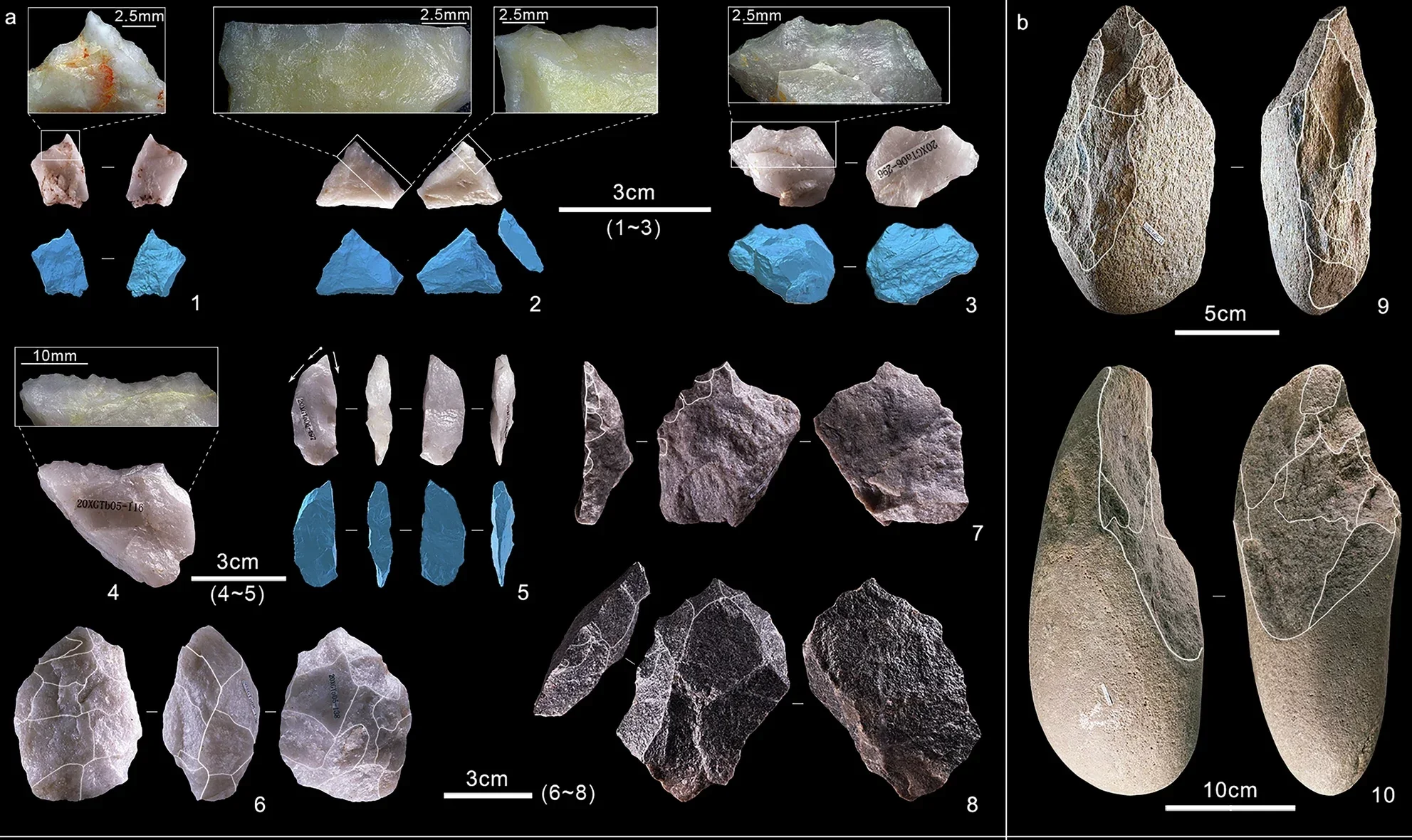 Stone tools from Xigou including use-wear observations.