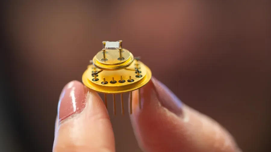 One of 32 sensors in the electronic nose.