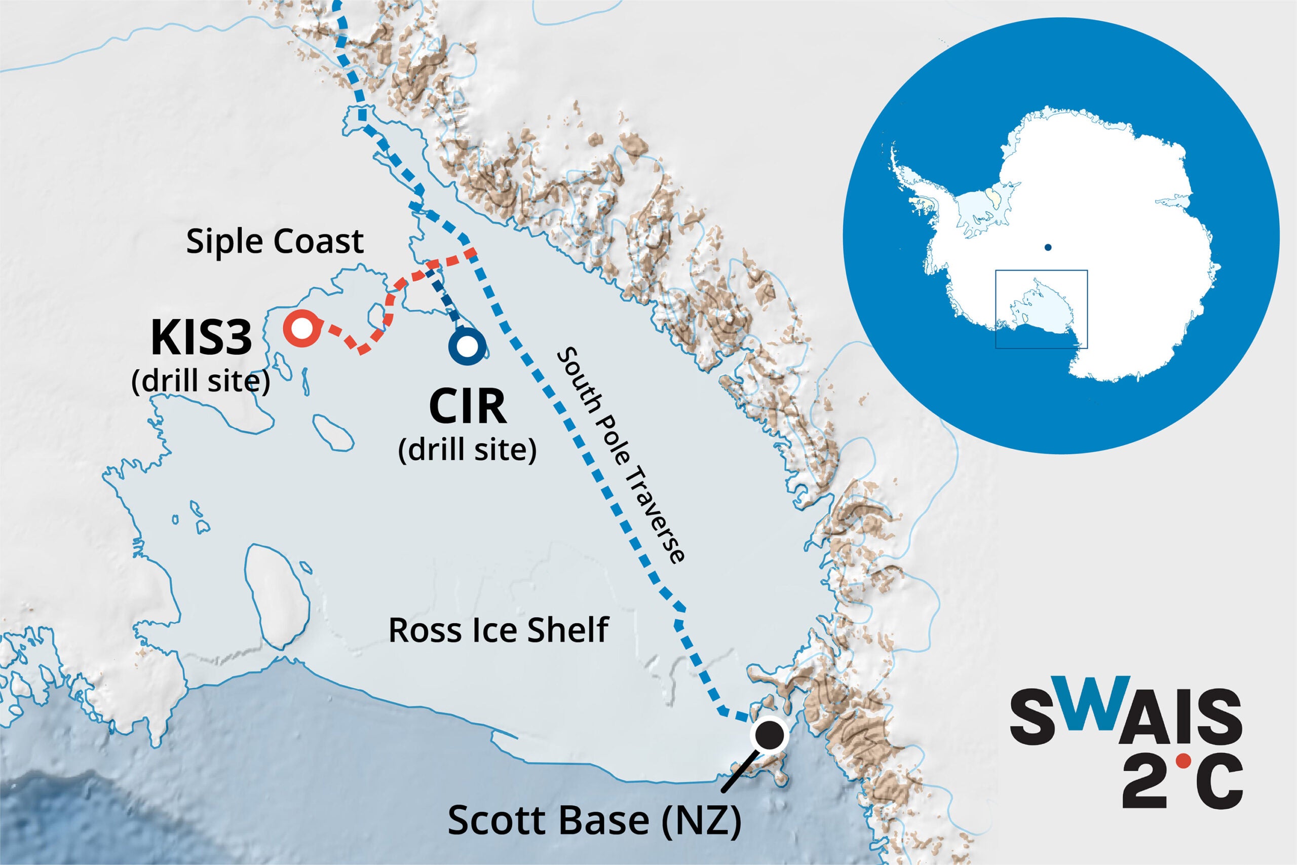 The researchers recovered the sediment core at a drilling site in West Antarctica, located around 700 kilometres from the nearest support station (Scott Base, New Zealand). 