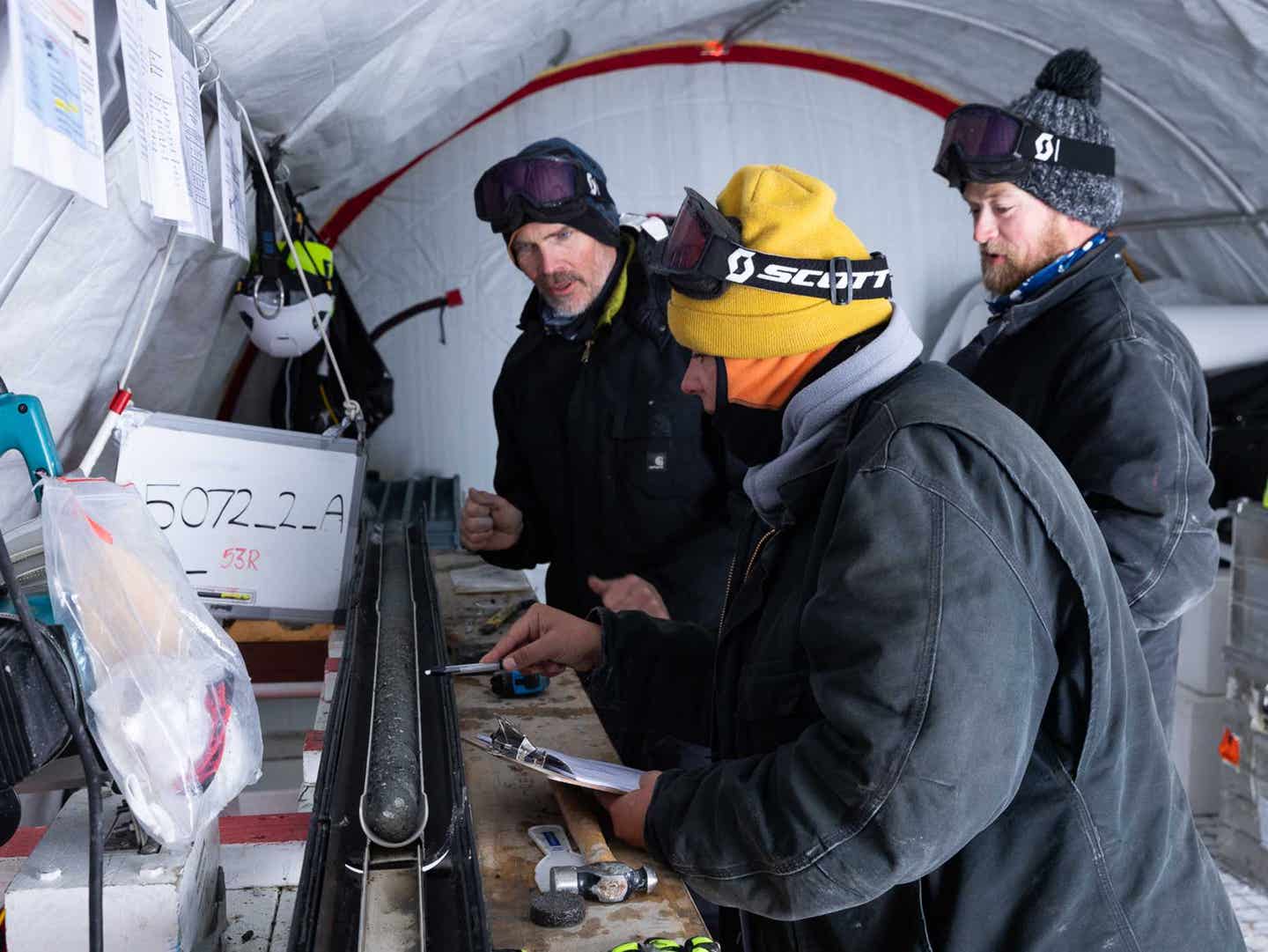 The geological material is discussed, documented and given a preliminary age assessment while still in the field.