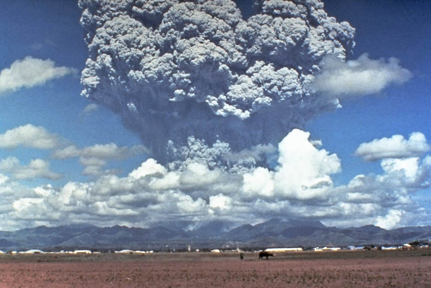 The June 12, 1991, eruption column from Mount Pinatubo was taken from the east side of Clark Air Base.