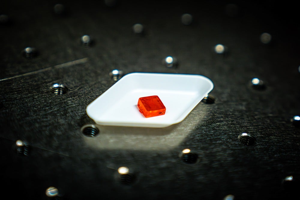 A lead-halide perovskite crystal sample.