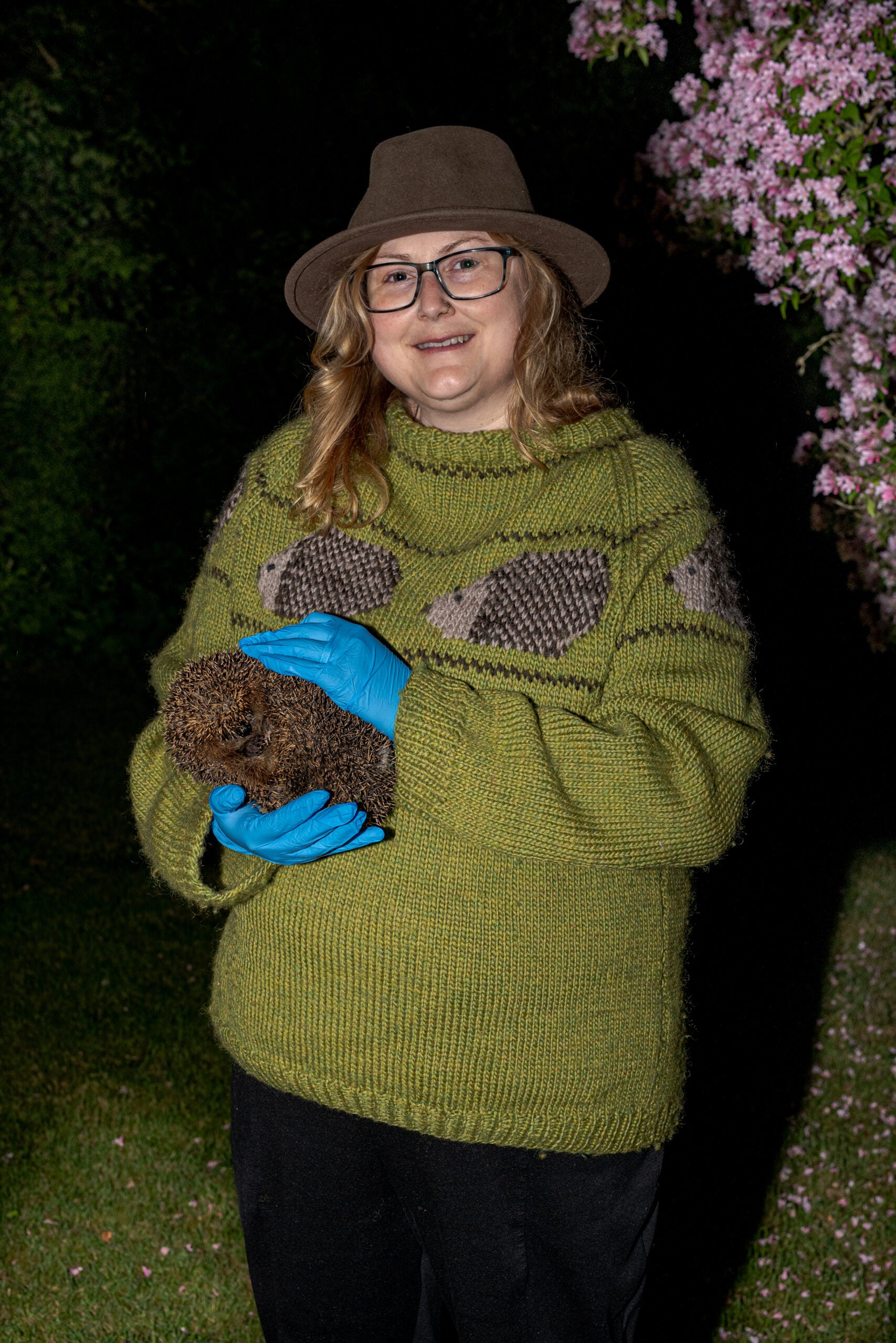 Lead researcher Assistant Professor Sophie Lund Rasmussen with a hedgehog.