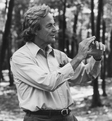 Photo of Richard Feynman, taken in 1984 in the woods of the Robert Treat Paine Estate in Waltham, MA