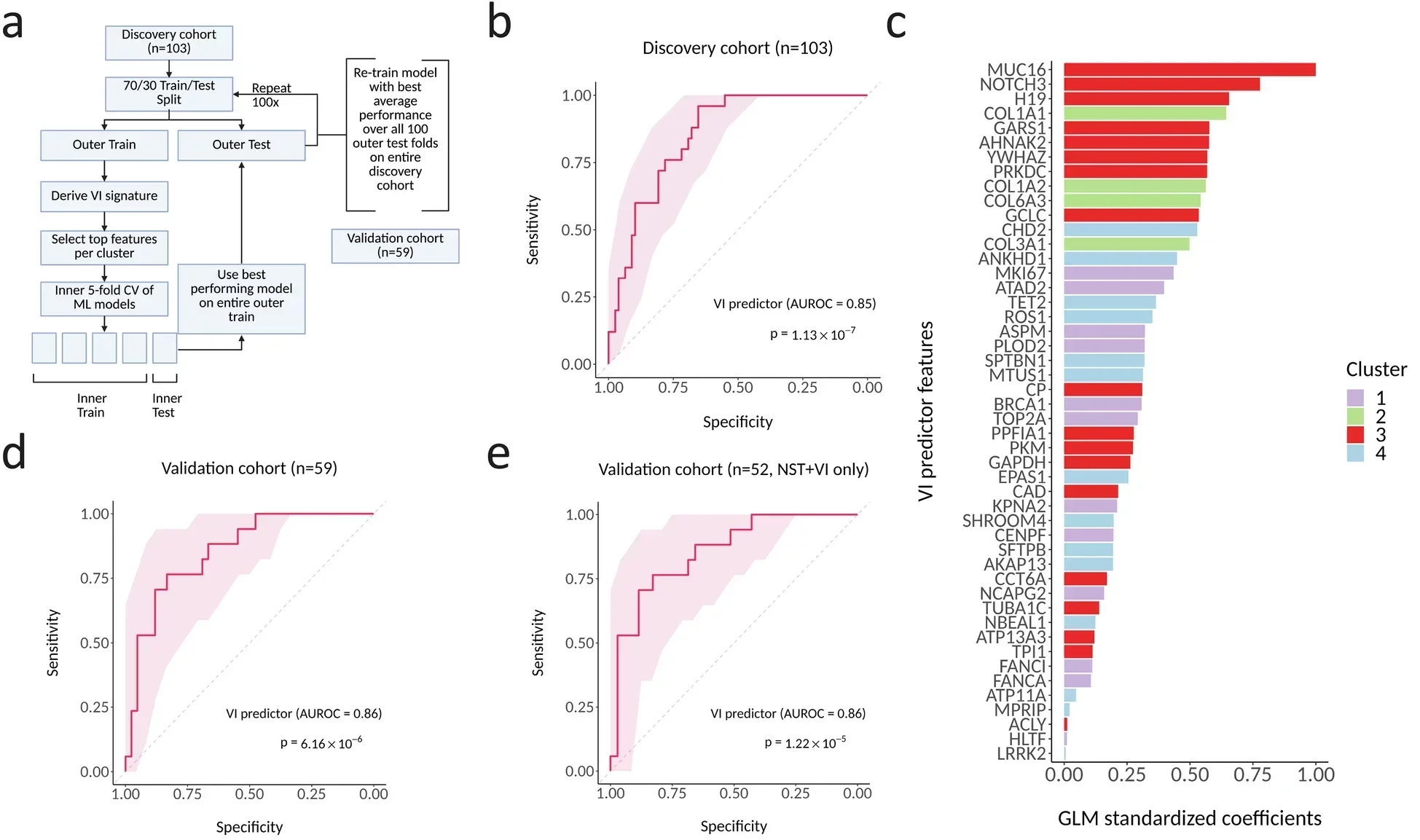 A VI predictor derived from the signature validates in an independent stage I LUAD cohort.