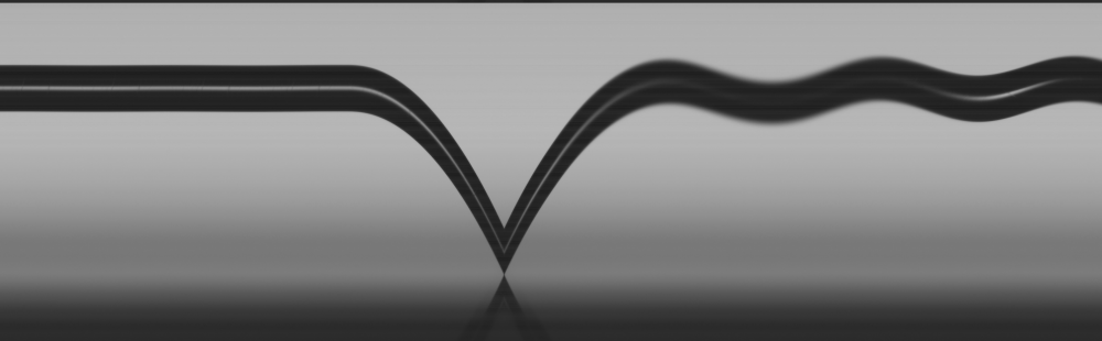 The trace of a bouncing particle. Temporal reslice of a high-speed video of a silica particle bouncing on the plate in the acoustic levitation experimental setup. 