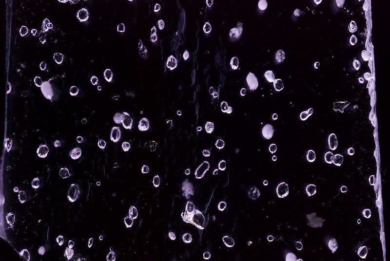 Bubbles trapped in ancient Antarctic ice.