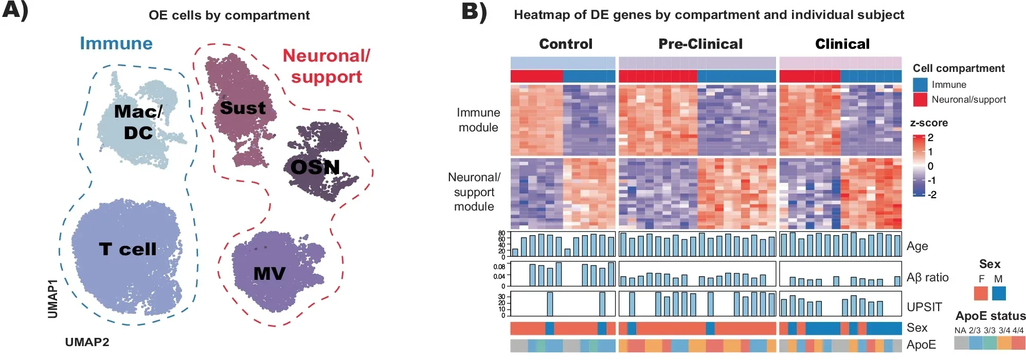 Module scores from whole OE brush biopsies associate with AD.