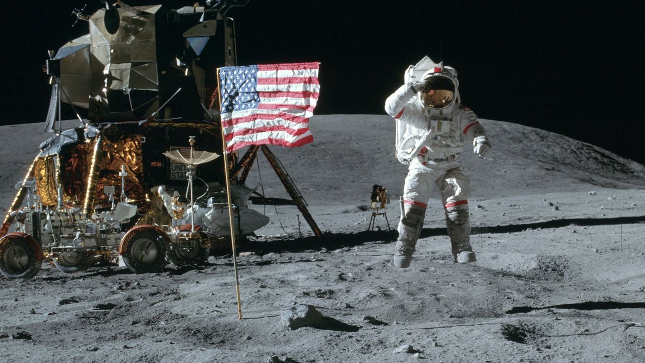 In July 1969, Neil Armstrong and Buzz Aldrin landed on the Moon in the Eagle while Michael Collins remained in orbit. 