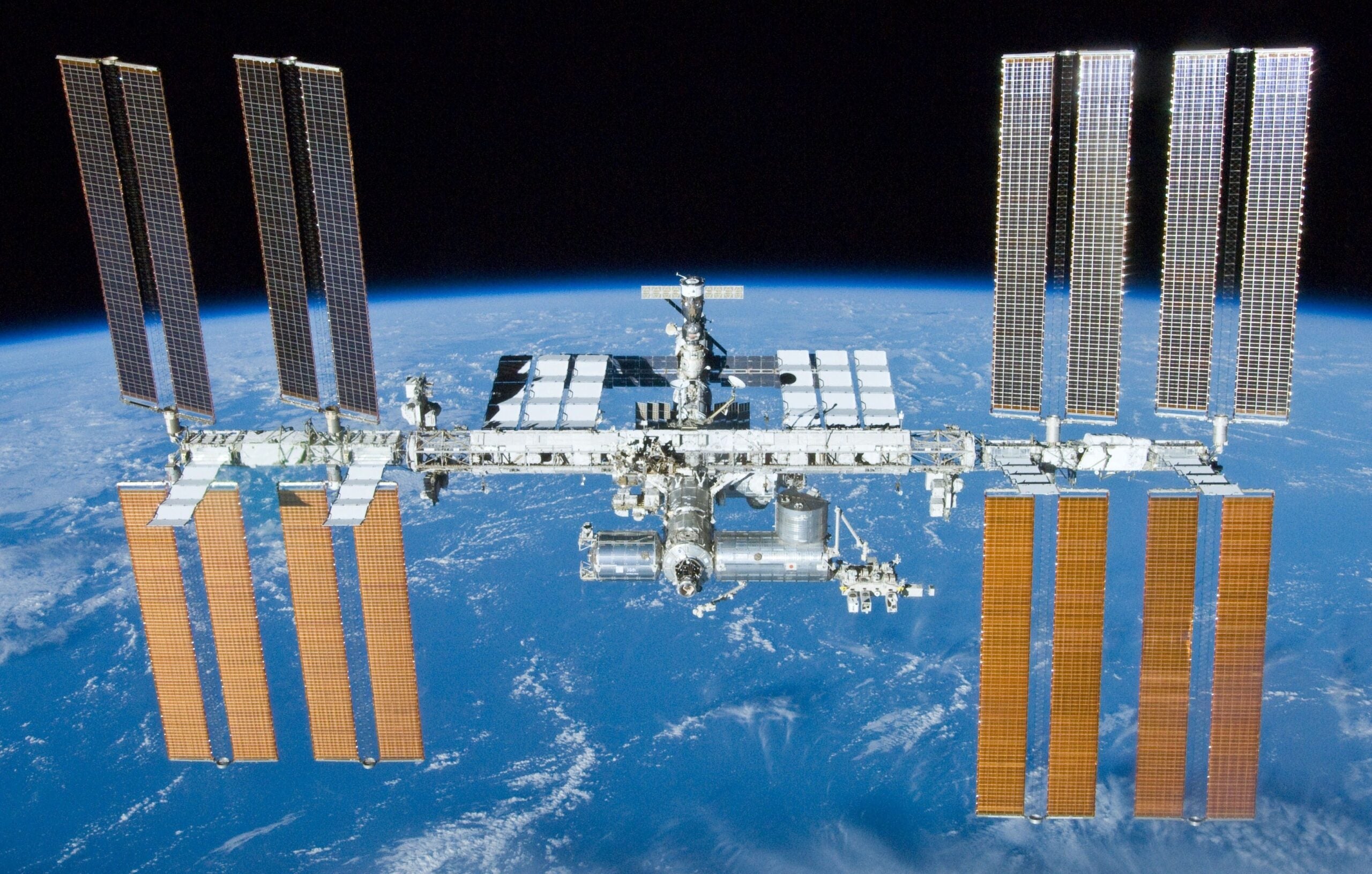 The ISS as seen from Space Shuttle Atlantis during STS-132, pictured in May 2010
