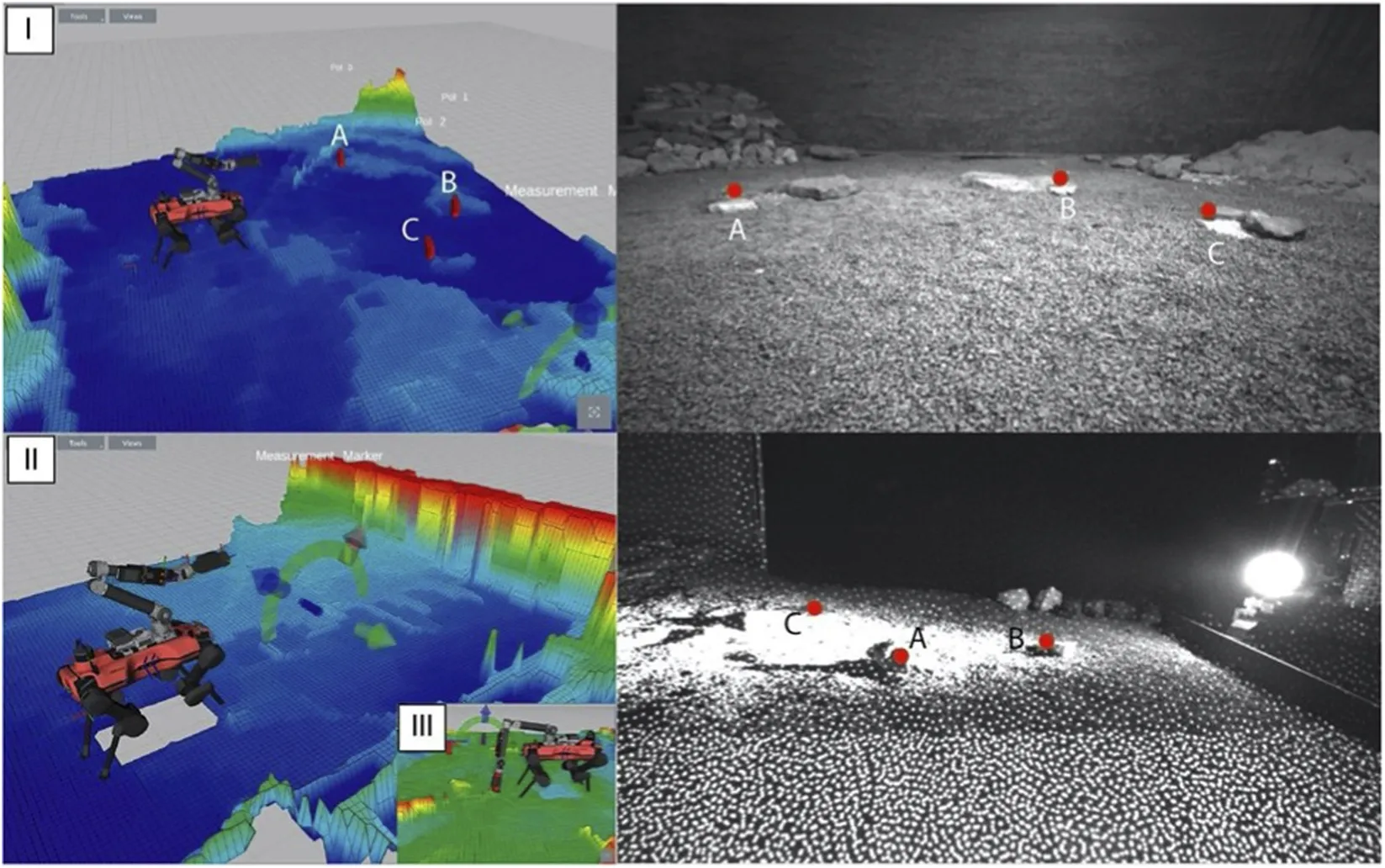 Illustrates the mission control interface and target selection process for the Martian and Lunar analogue missions.