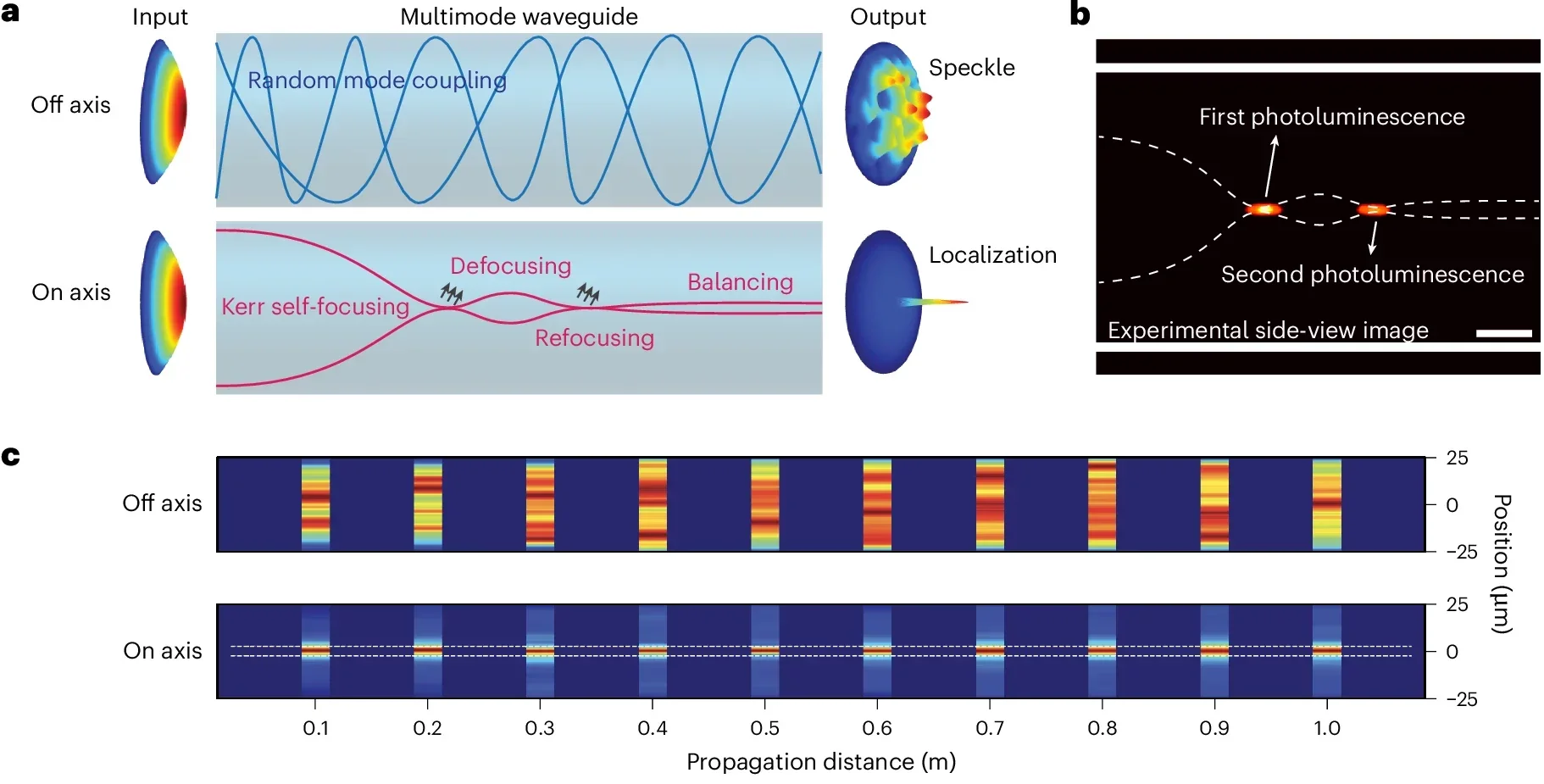 Experimental observation of nonlinear localization in a step-index MMF.