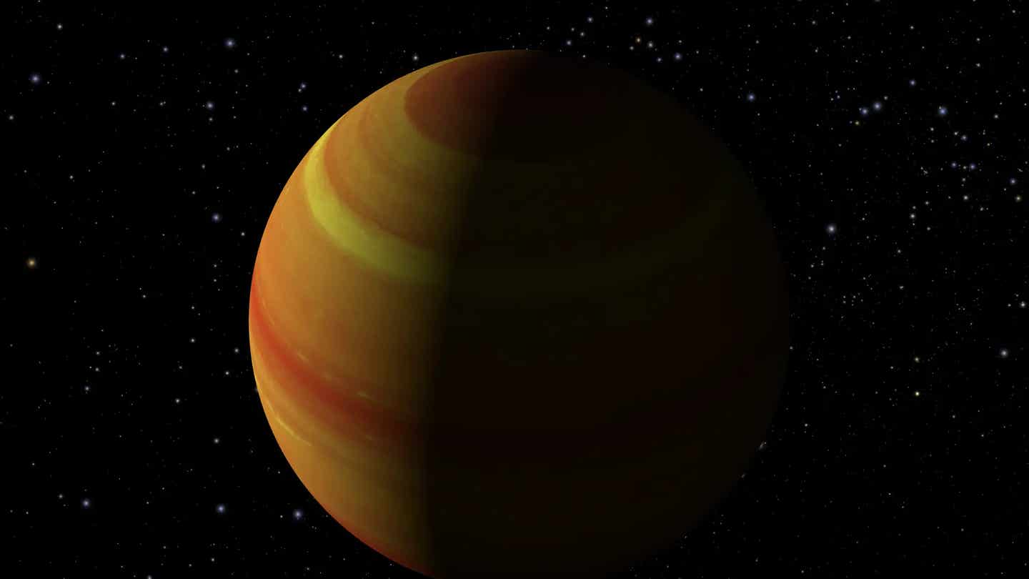 JWST found TOI-5205 b has a metal-poor atmosphere, challenging ideas about giant planet formation around red dwarf stars.