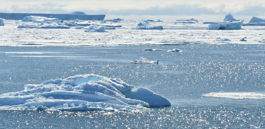 Ice shelves in Bellinghausen Sea, Antarctica, taken onboard the R/V Falkor (too) in 2025.