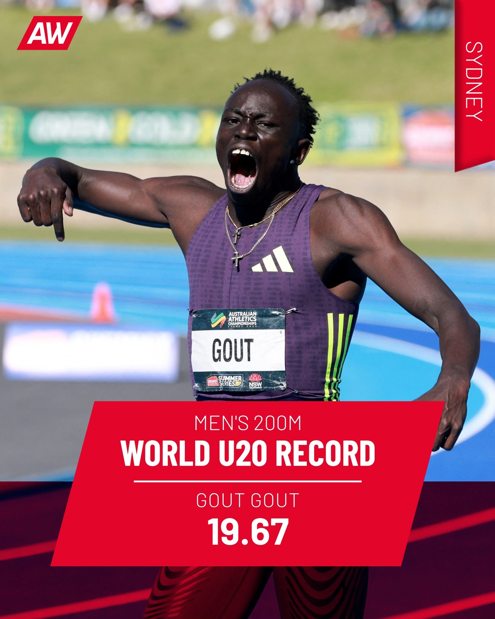 The 18-year-old Australian sprinter ran 200 meters faster on Sunday than Usain Bolt ever did before turning 20. 