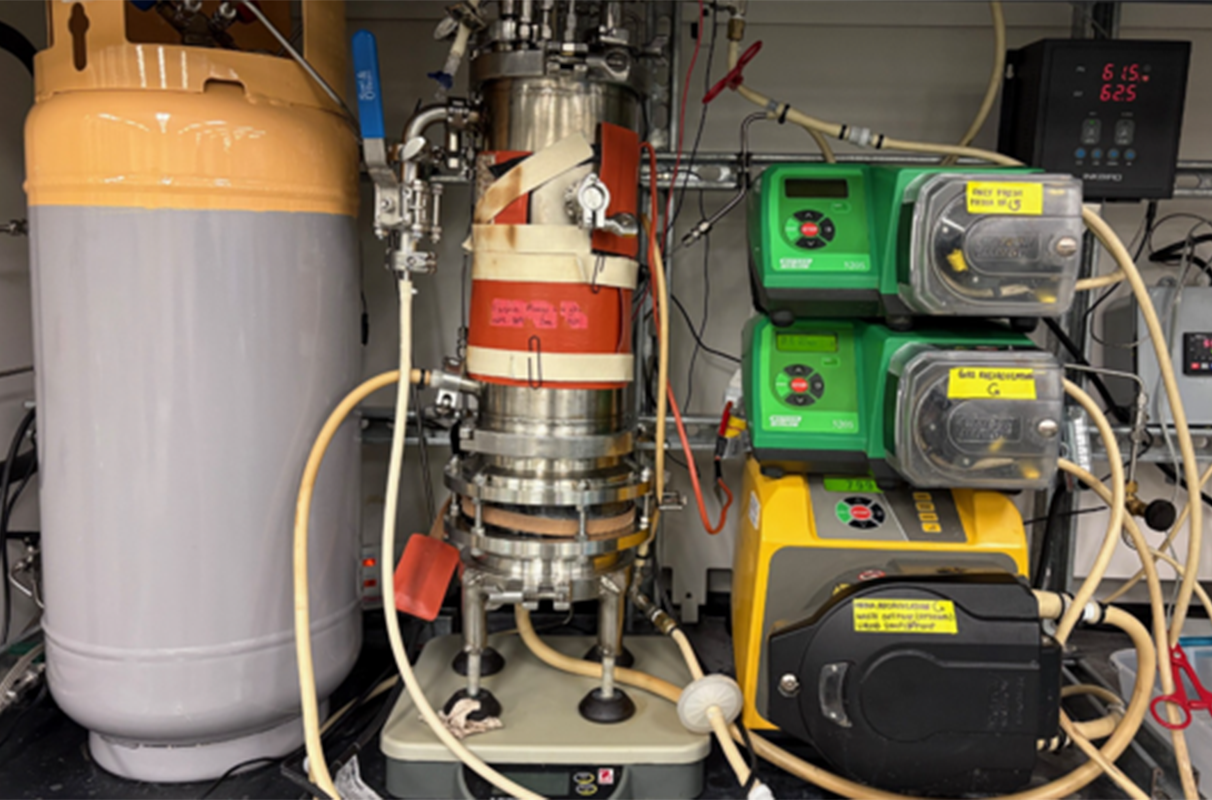 As part of the project, the team used a novel bacterial strain to upgrade the biogas in a reactor, converting carbon dioxide with hydrogen into methane or renewable natural gas.