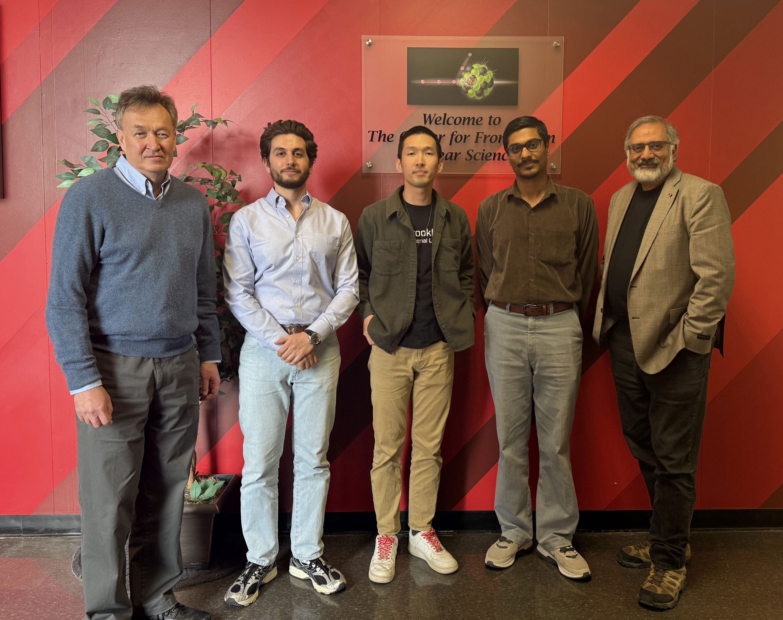 Study co-authors Dmitri Kharzeev, Charles Joseph Naim, Zhoumunding Tu, Jaydeep Datta, and Abhay Deshpande at the Center for Frontiers in Nuclear Science at Stony Brook University.