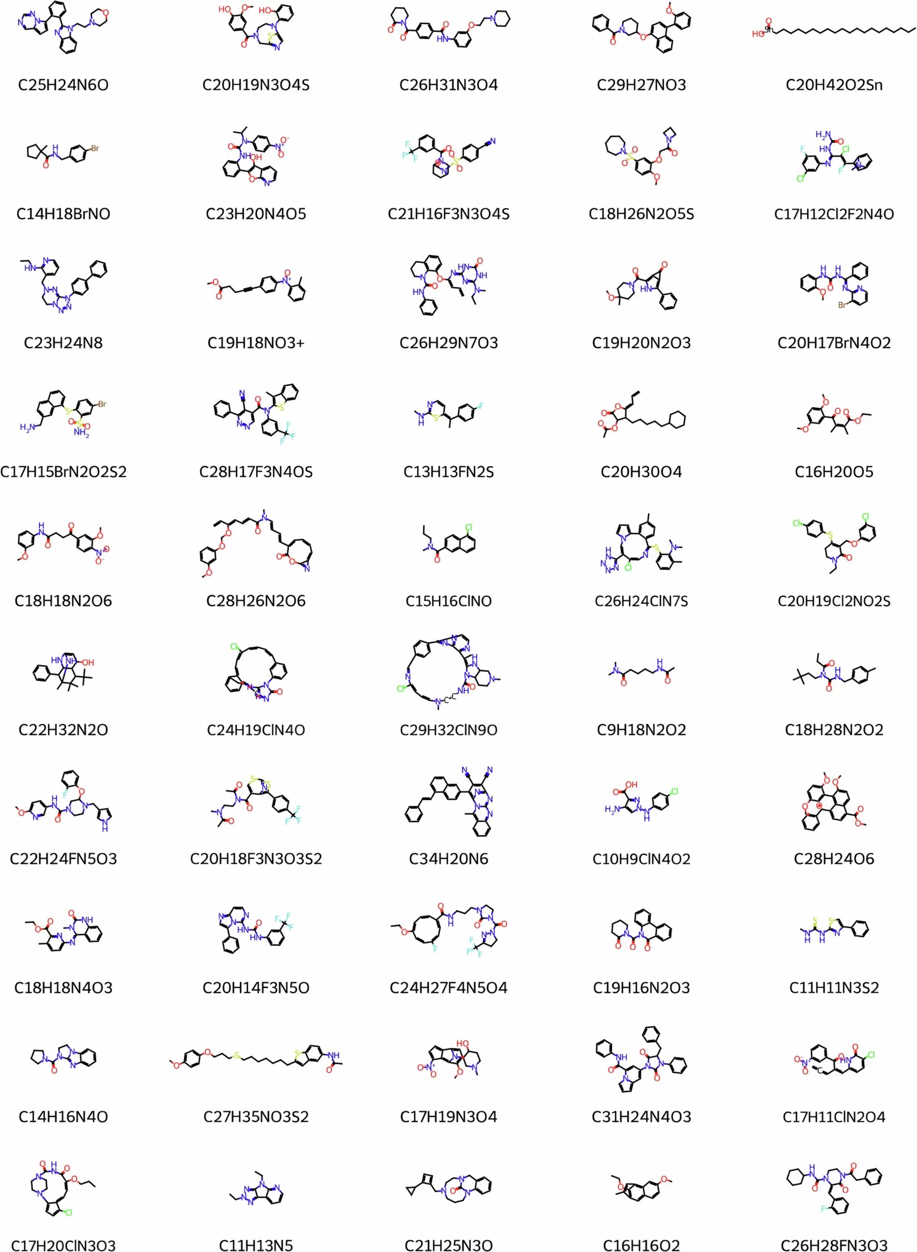 50 random molecules generated by CoCoGraph FPS.