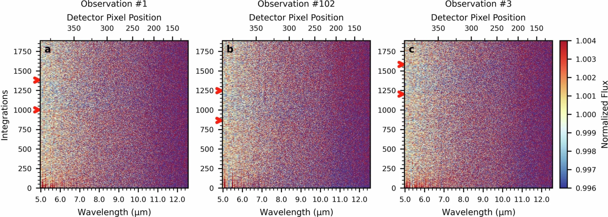2D light curves of the JWST observations.