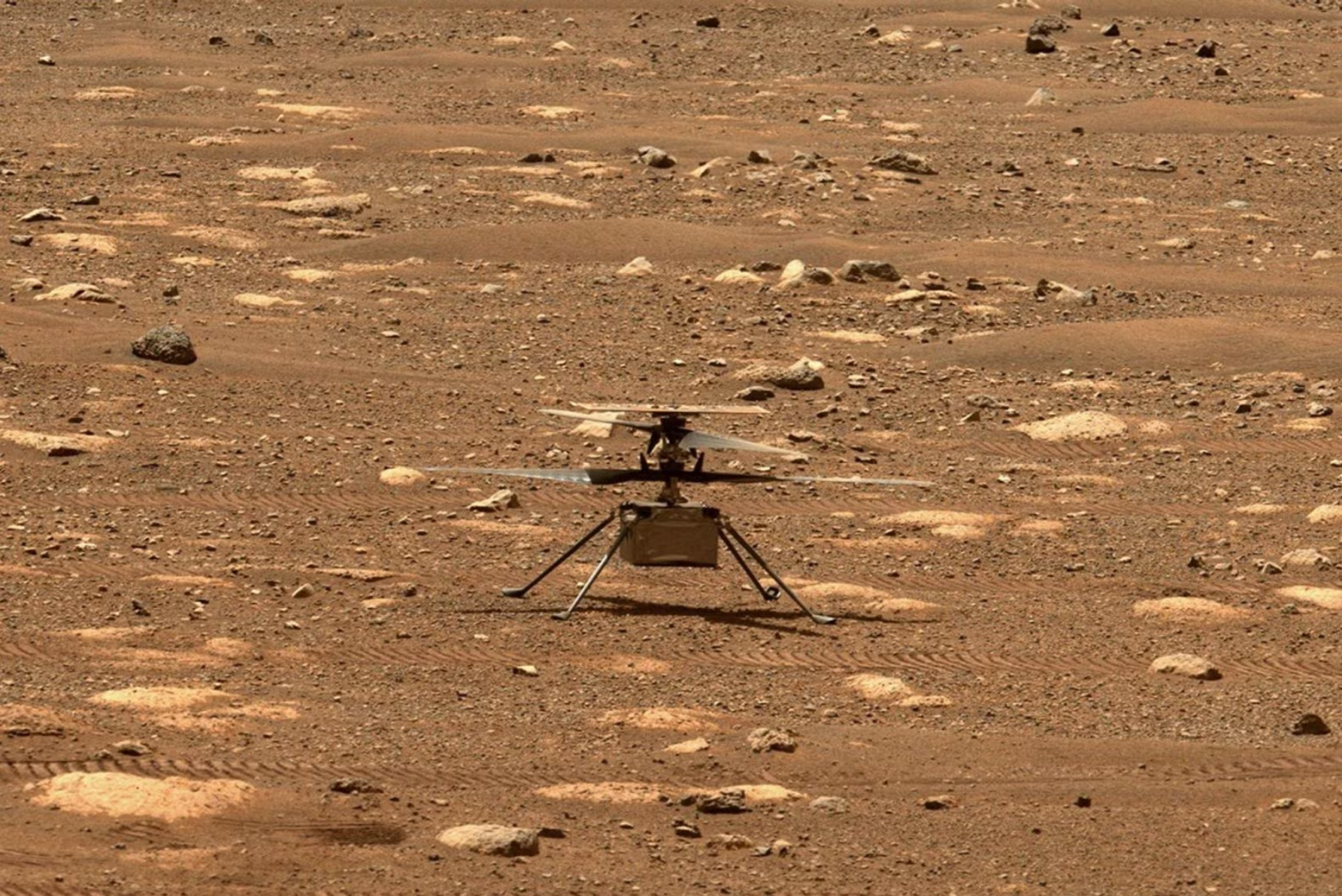 Mars Helicopter Ingenuity on Mars. 
