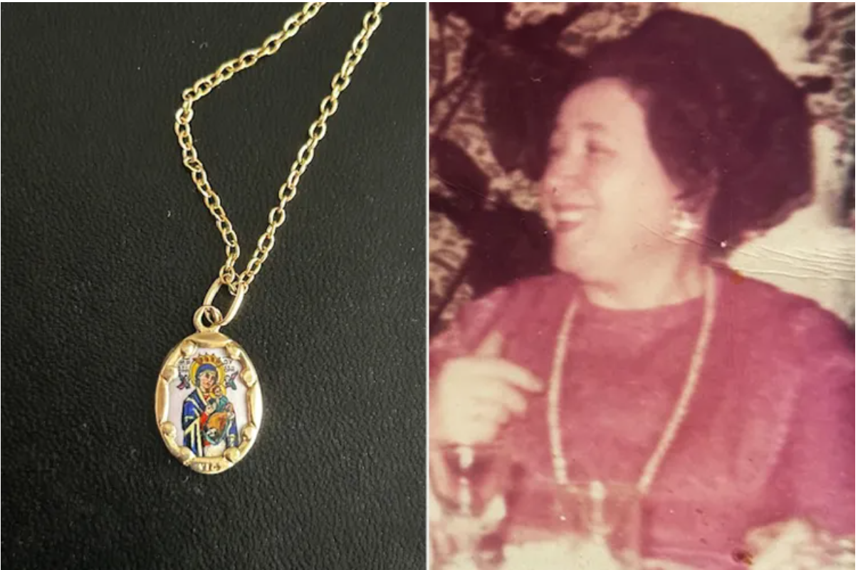 The author's grandmother Marika (right) and her heirloom necklace. 
