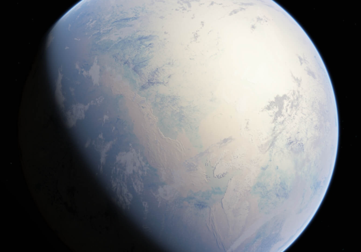 Artist's rendition of a fully-frozen snowball Earth.